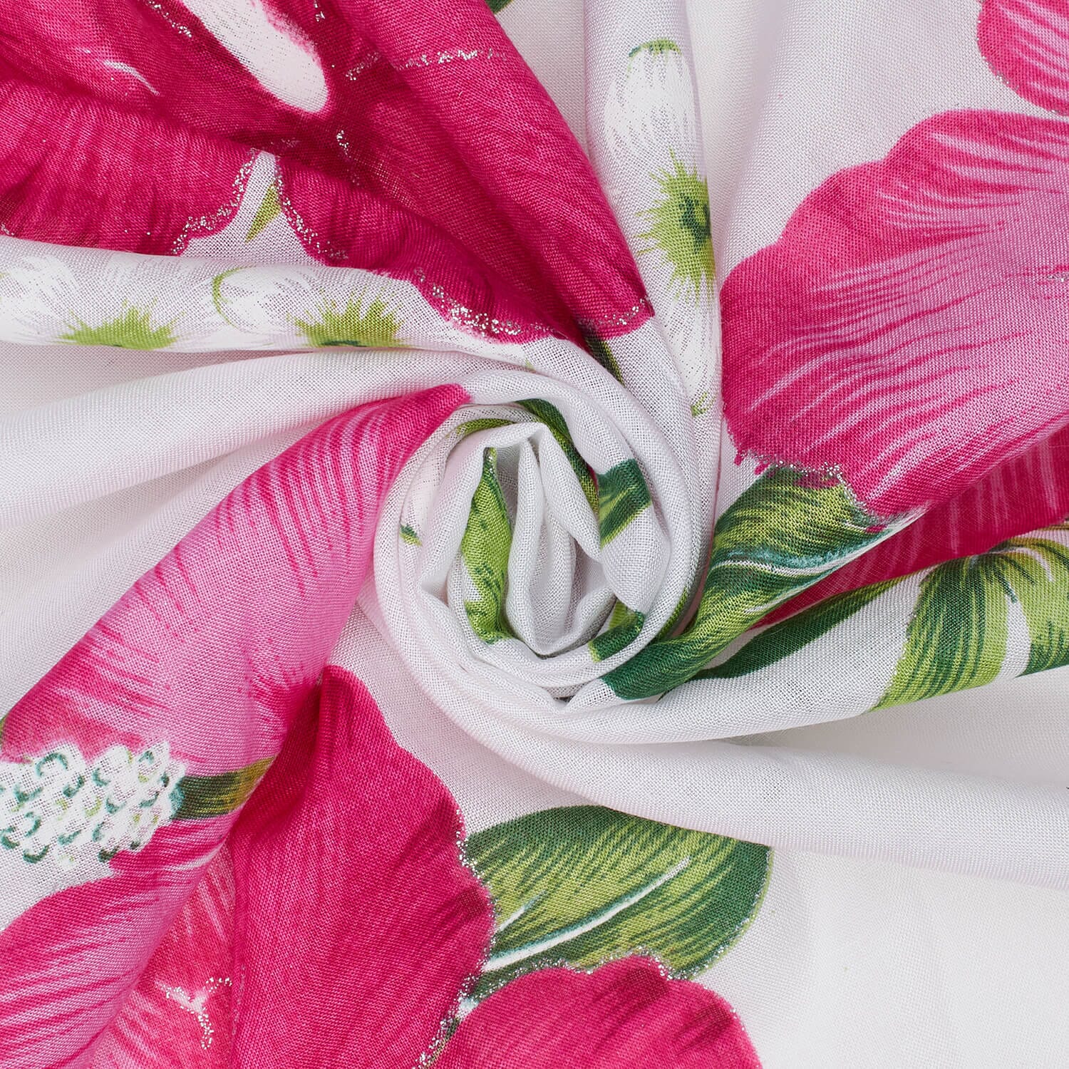 Hibiscus Floral Printed Glitter Voile Material-for Dressmaking-59" Inches Wide/Sold By The Yard