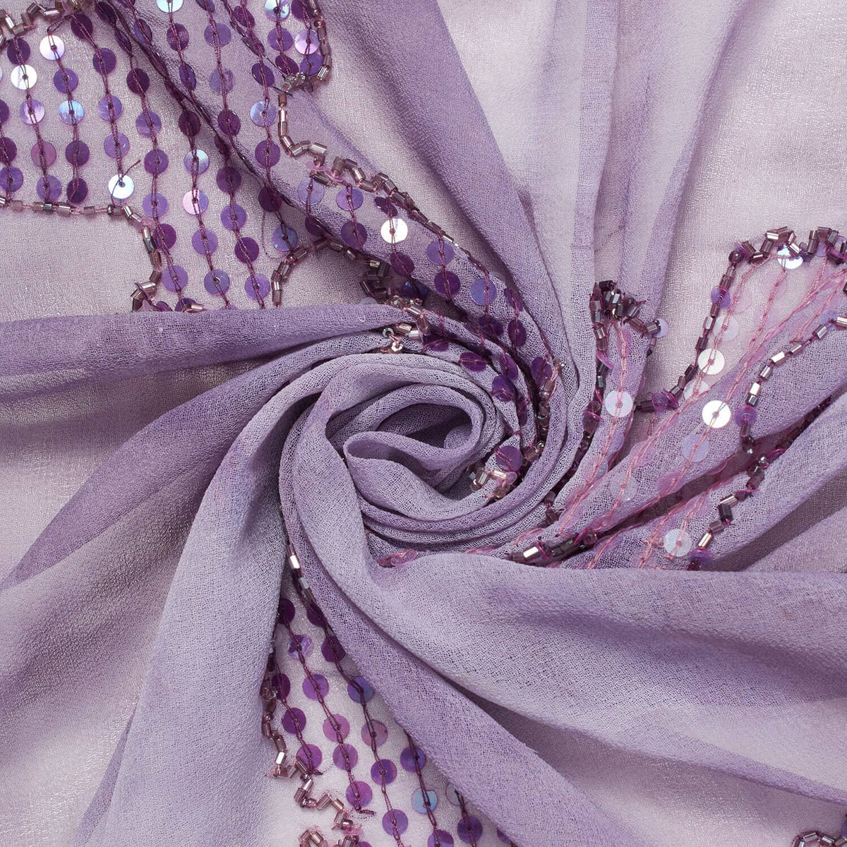 Cartenza Beaded Abstract Sequin—Georgette Material—High-Quality Polyester Blend—Sold by The Yard—54" Inches Wide