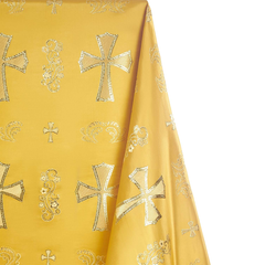 Rich Spiritual—Metallic Brocade Fabric—Durable—Gold-Gold—58" Wide—100% Polyester Fabric—High-Quality—Sold by The Yard— Nationwide Shipping