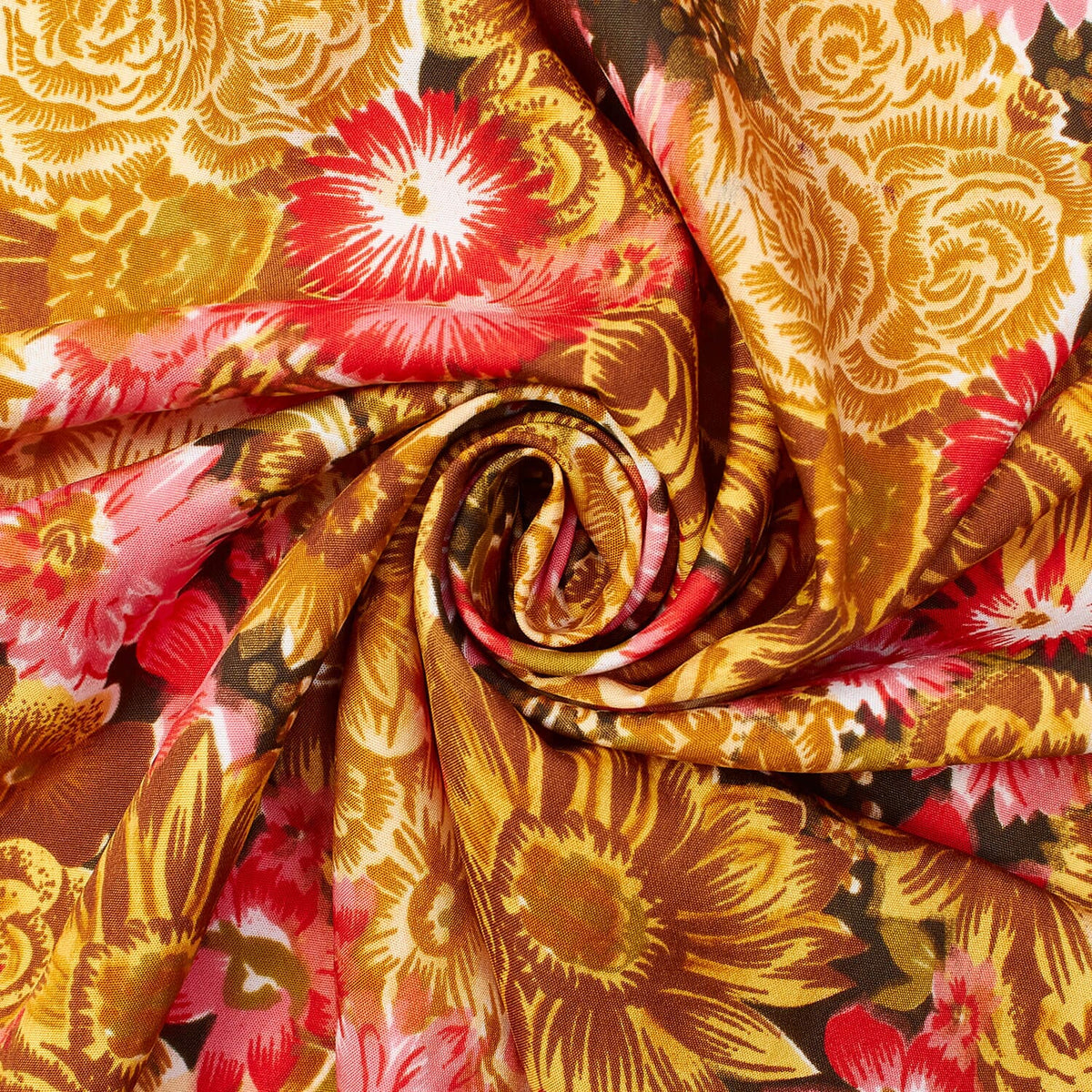 Floral Garden Printed Tissue Faille—55/45-Poly-Cotton Blend—(58/59 Inch) Wide—Sold by the Yard—Multi-Purpose—Available for Nationwide Shipping