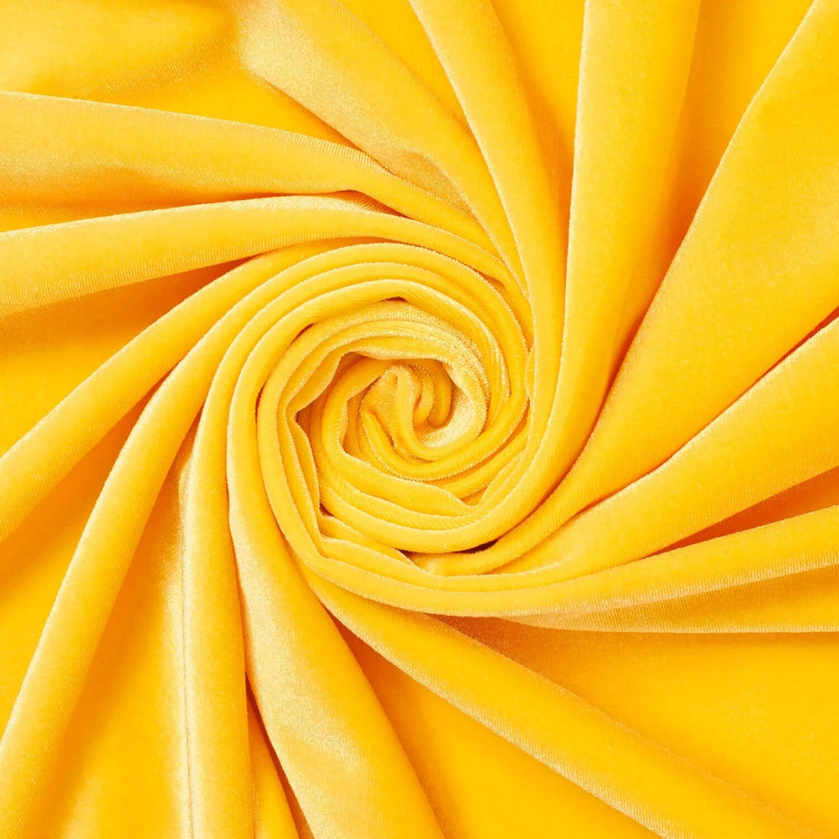 Sunflower Yellow —Stretch Velvet Fabric—90% Polyester, 10% Spandex— 60/61 Inches—20% Vertical