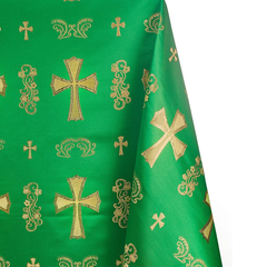 Premium Quality Green Gold Brocade Material – Beautiful Windows Elgin