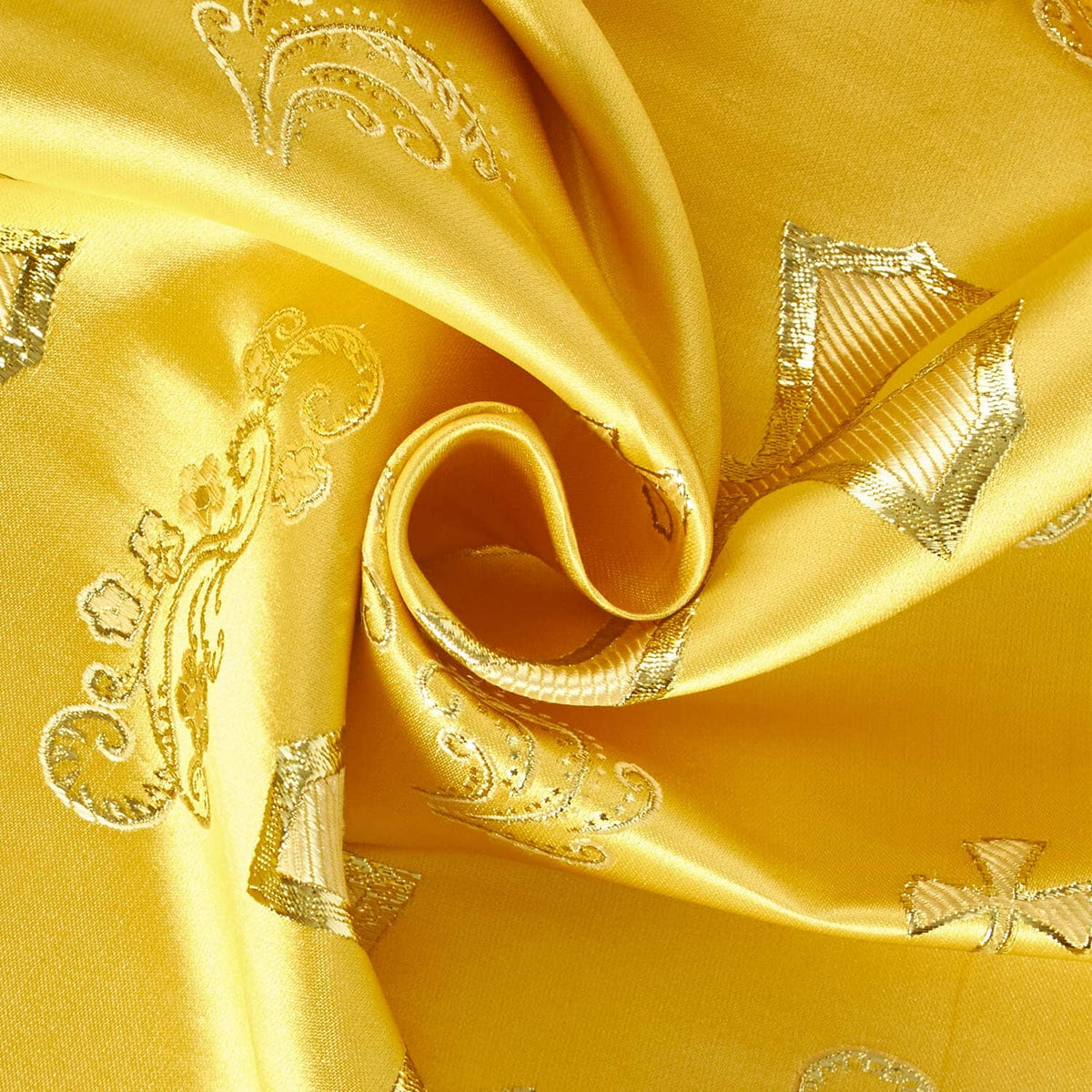 Rich Spiritual—Metallic Brocade Fabric—Durable—Gold-Gold—58" Wide—100% Polyester Fabric—High-Quality—Sold by The Yard— Nationwide Shipping