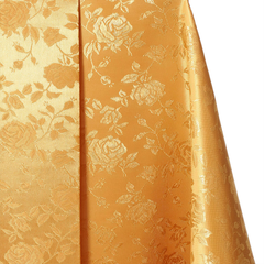 “Regal Gilded Jacquard Satin Fabric — Gold Rose, 58″ Wide, Sold by Yard”