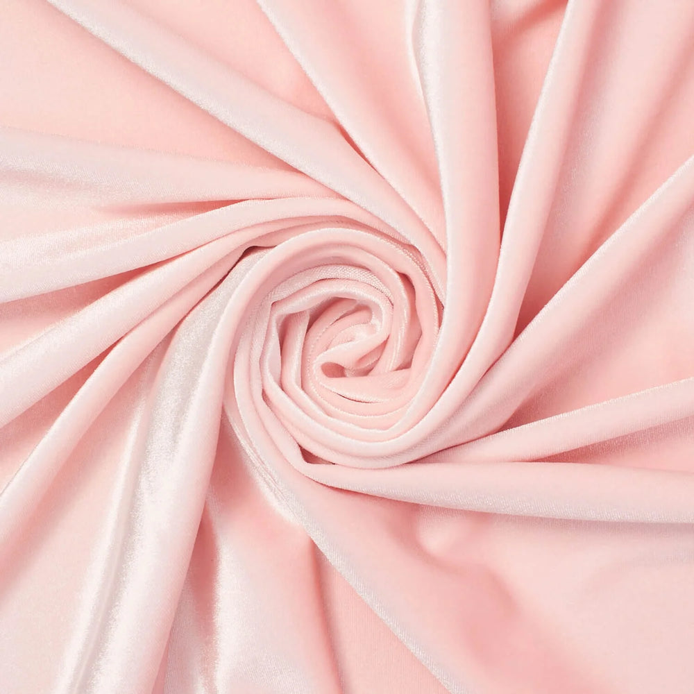 Blush pink velvet fabric 90% Polyester, 10% Spandex—60"Inches Wide
