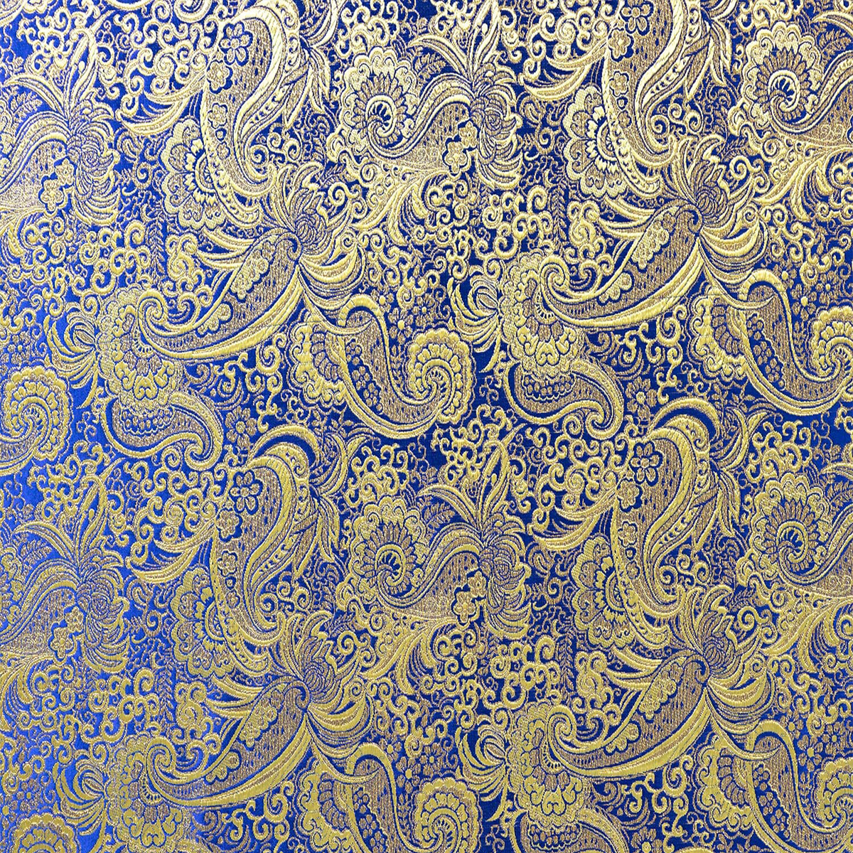 Royal Blue Gold—Paisley Brocade Fabric—58|60"Inche Wide—Available by the Yard—Nationwide Shipping