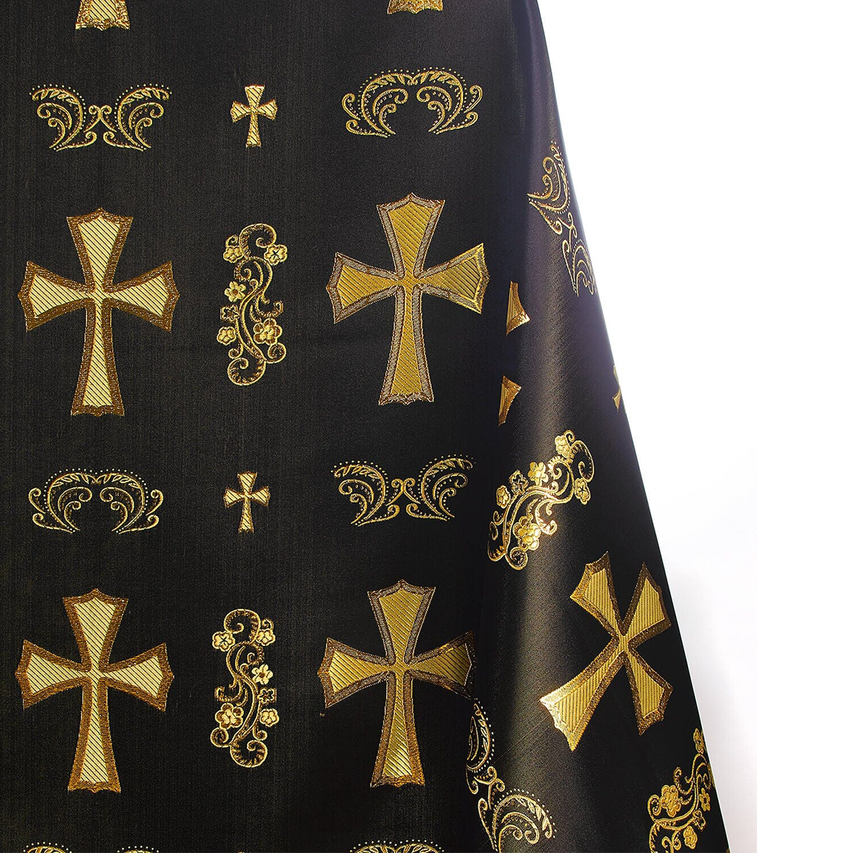 Religious Garments Brocade—Black & Gold—Church Vestment Fabric—58"Inche Wide—Multi-Purpose—Nationwide Shipping