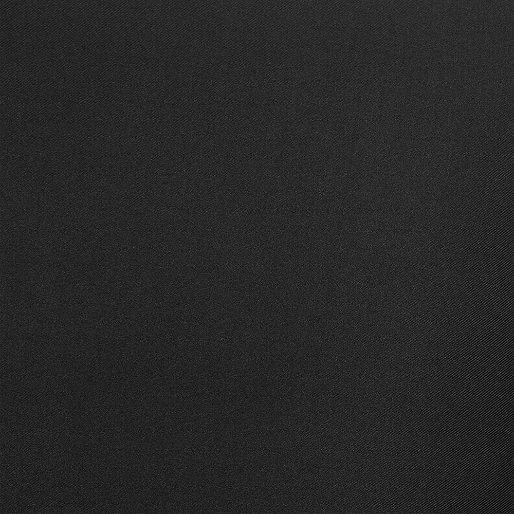 A swatch of solid black polyester gabardine fabric.