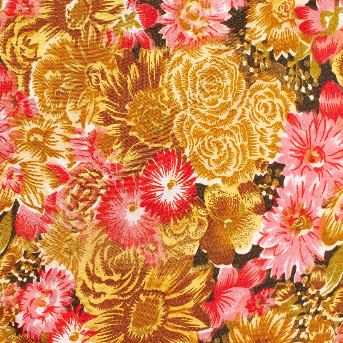 FLORAL GARDEN PRINTED TISSUE FAILLE MATERIAL
