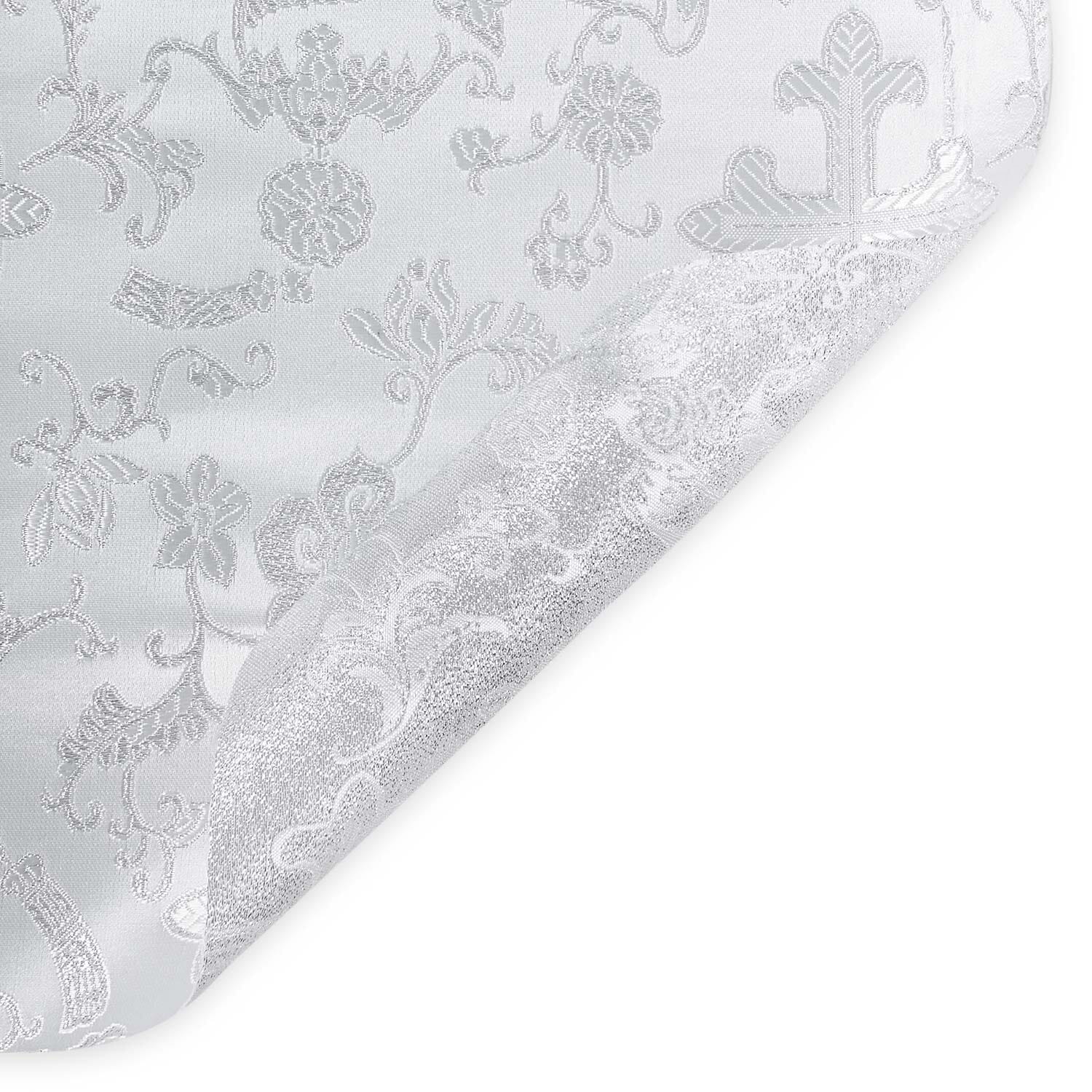 Polyester Blend Fabric-White Silver Color–Brocade by the Yard
