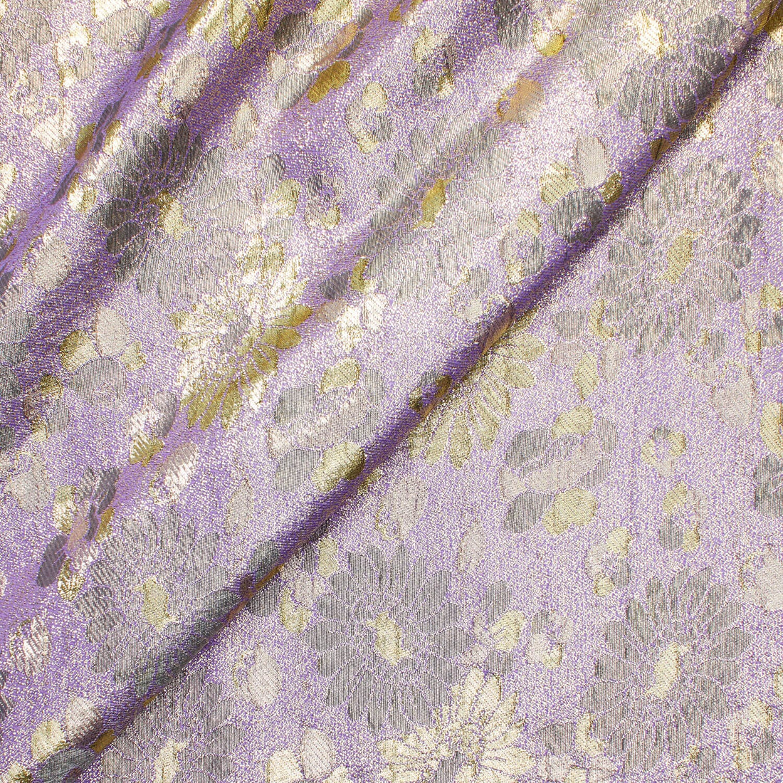 Daisy Lilac Metallic Floral Poly-Jacquard-Dressmaking Fabric-59" Inches Wide/Sold By The Yard