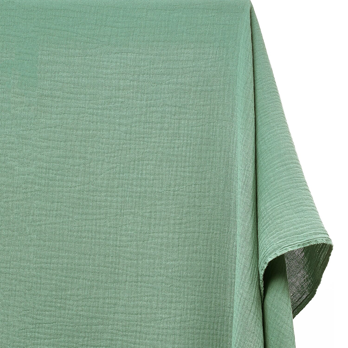 Lagoon Luxe Green Double Cotton Gauze Material—Double Cotton Gauze Material—Width 57/58 Inches Wide—Sold by the Yard—Nationwide Shipping Available.