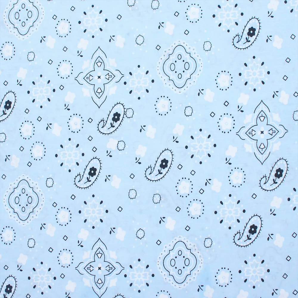 Shop Printed Wide Cotton Paisley Fabric—Baby Blue Color—100% Cotton