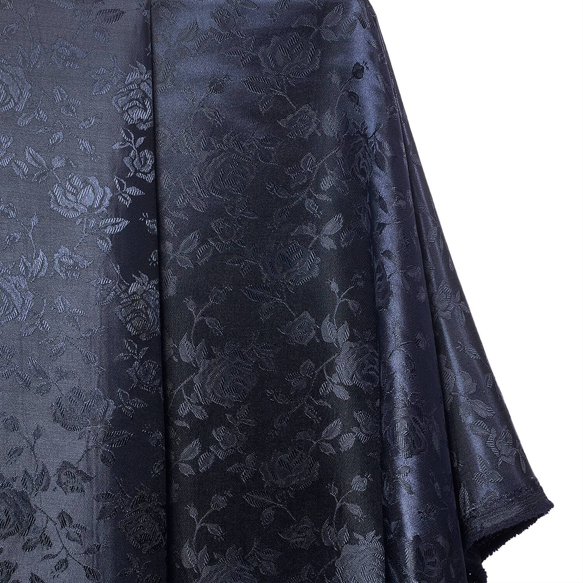 Coby Rose-Jacquard Satin Fabric—Durable —Navy Blue —58" Wide—100% Polyester Fabric—High-Quality—Sold by The Yard —Nationwide Shipping