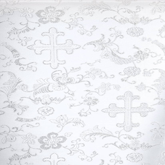 Polyester Blend Fabric-White Silver Color–Brocade by the Yard