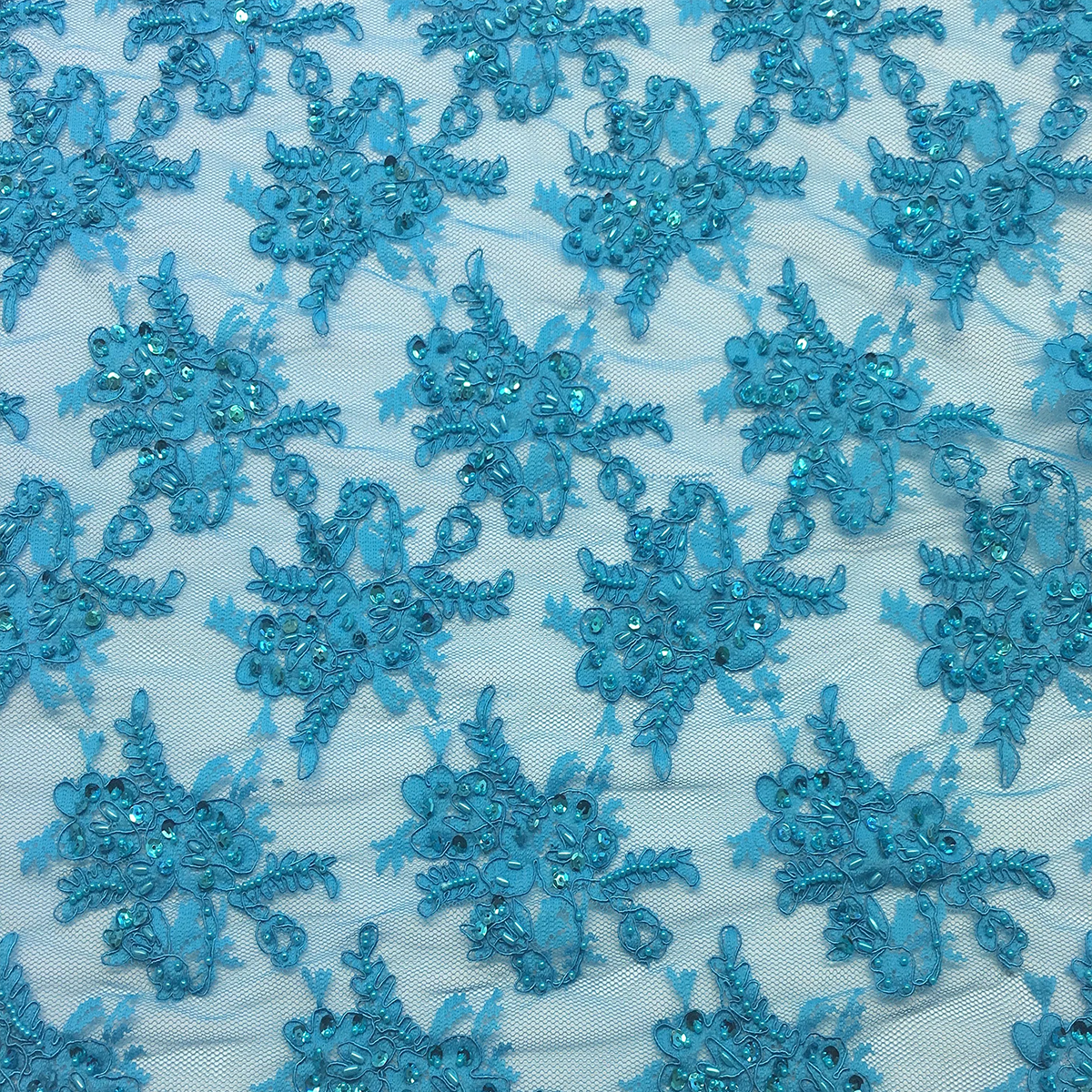 French Queen Turquoise Fabric—High-Quality Material—Sold by the Yard