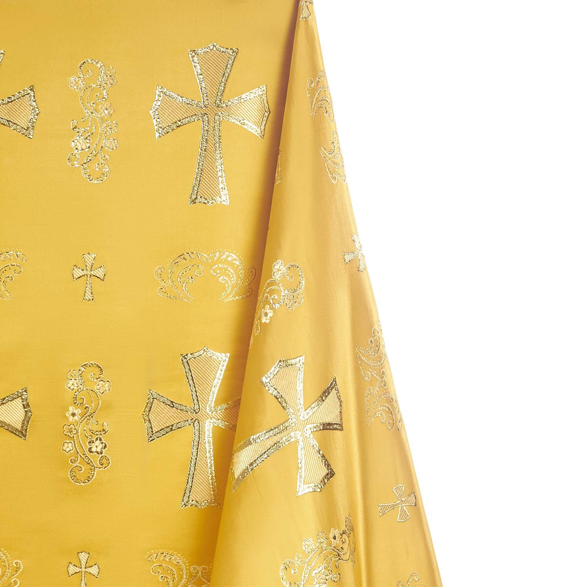 Rich Spiritual—Metallic Brocade Fabric—Durable—Gold-Gold—58" Wide—100% Polyester Fabric—High-Quality—Sold by The Yard— Nationwide Shipping