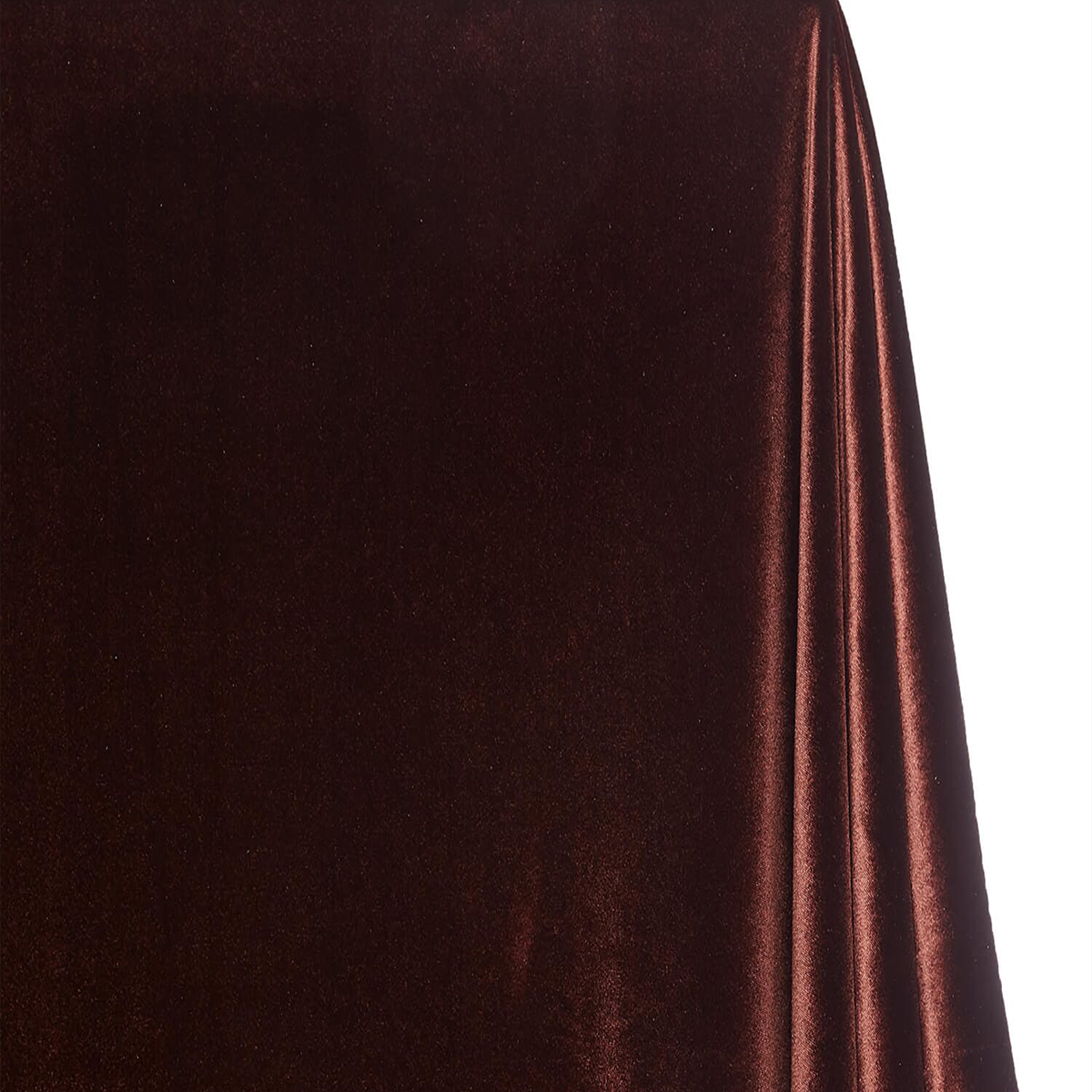 Espresso Brown Glow—Stretch Velvet Fabric—— 90% Polyester, 10% Spandex— 60/61 Inches—20% Vertical