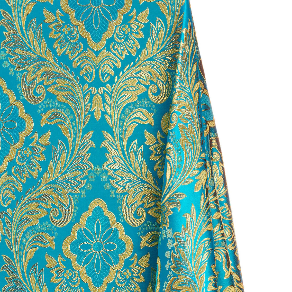 Salisbury—Brocade Metallic Fabric—Turquoise & Gold—58"Inche Wide—Multi-Purpose —Damask —Sold by the Yard