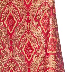 Damask Burgundy Gold Floral Brocade Fabric—Sold by the Yard