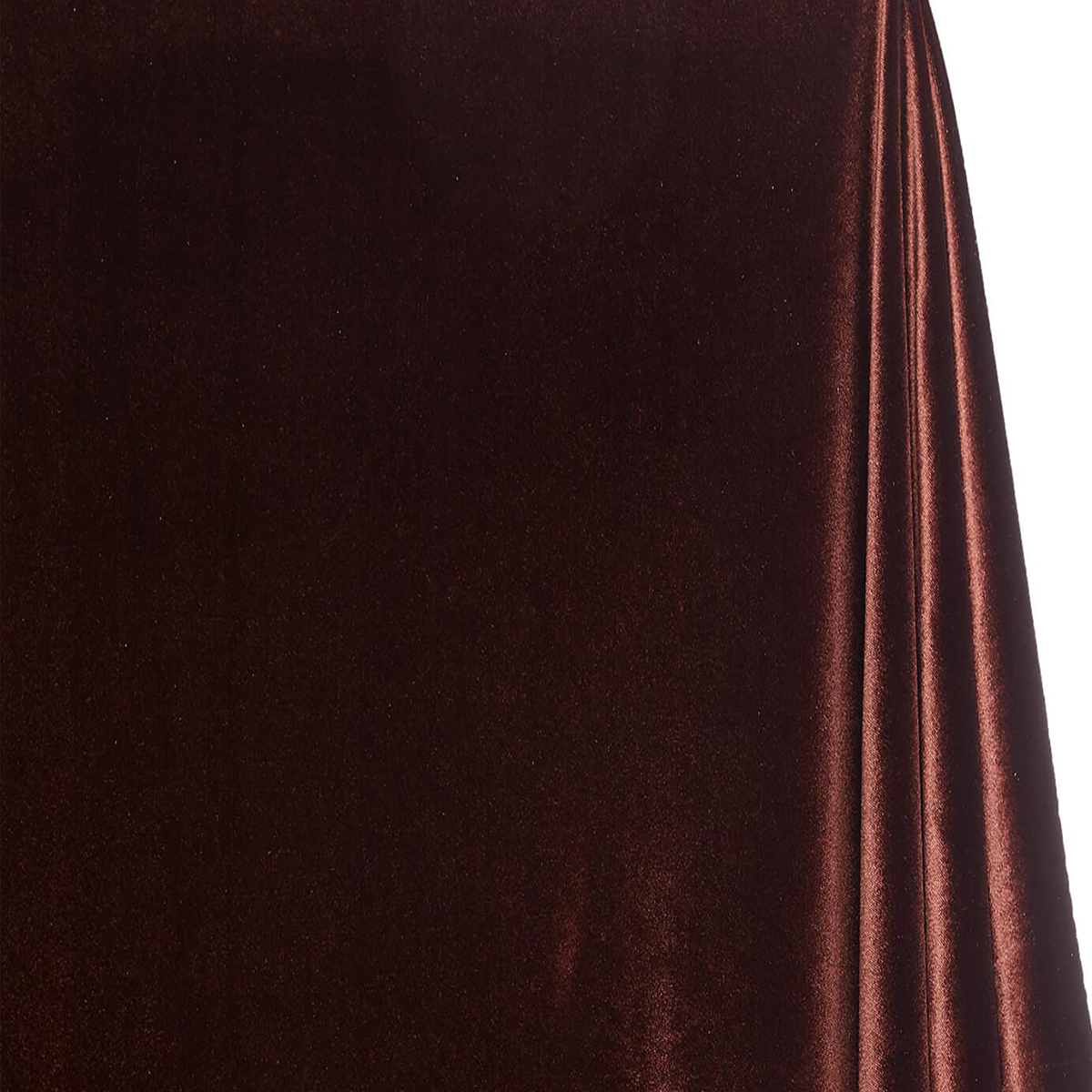 Espresso Brown Glow—Stretch Velvet Fabric—— 90% Polyester, 10% Spandex— 60/61 Inches—20% Vertical