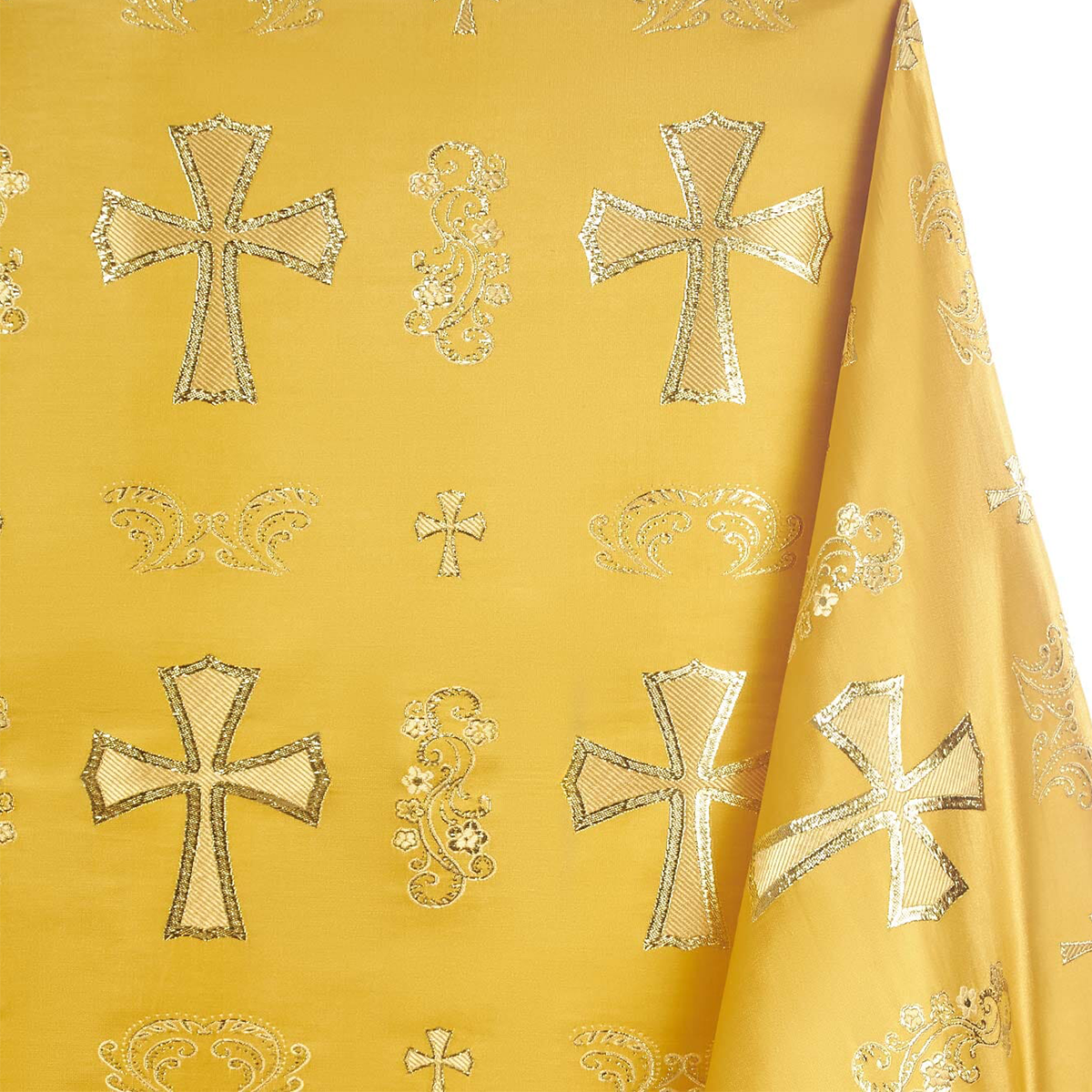 Rich Spiritual—Metallic Brocade Fabric—Durable—Gold-Gold—58" Wide—100% Polyester Fabric—High-Quality—Sold by The Yard— Nationwide Shipping