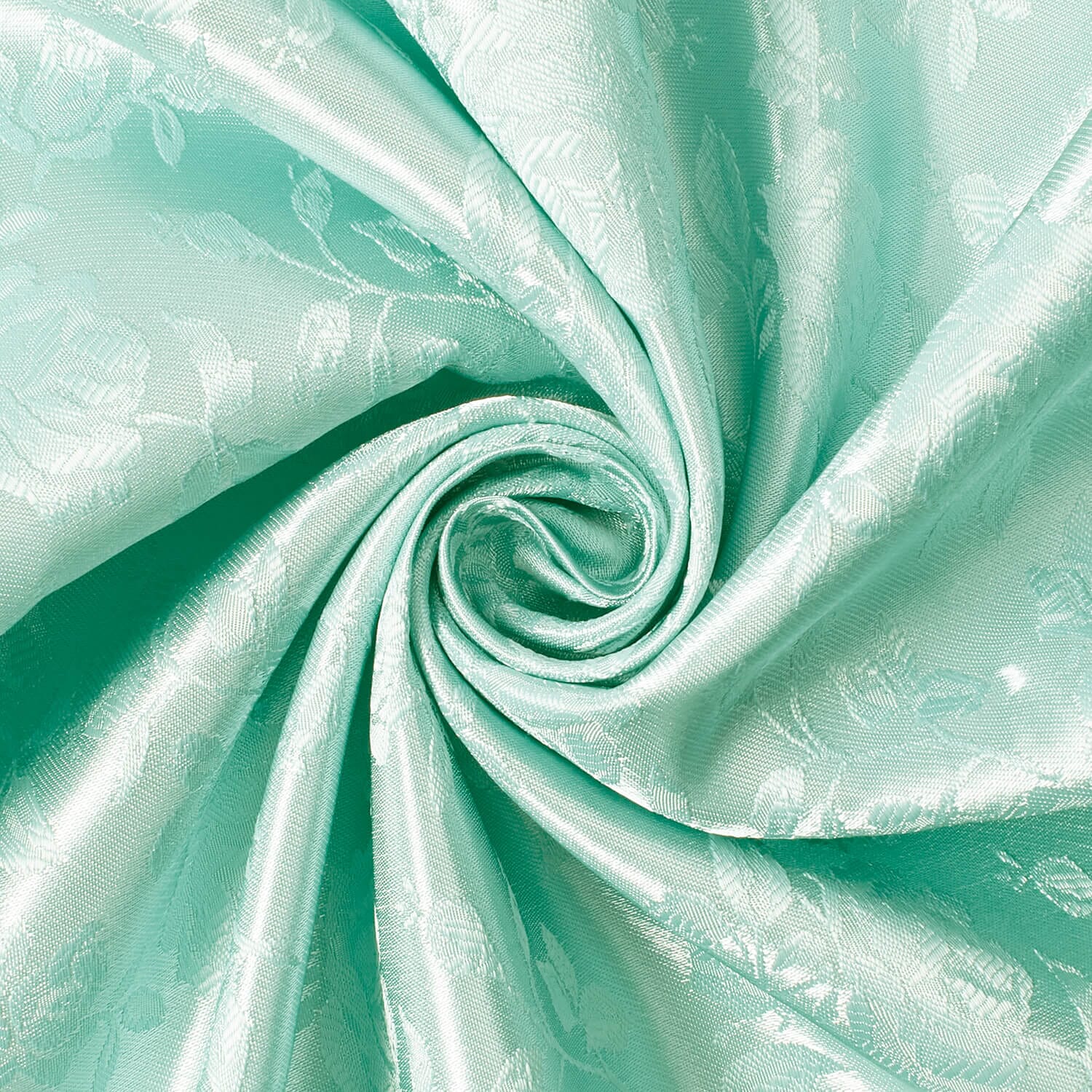 Jacquard with A Rich Floral Pattern—Durable Quality —Aqua Green Satin—58" Wide—100% Polyester Fabric—High-Quality—Sold by The Yard