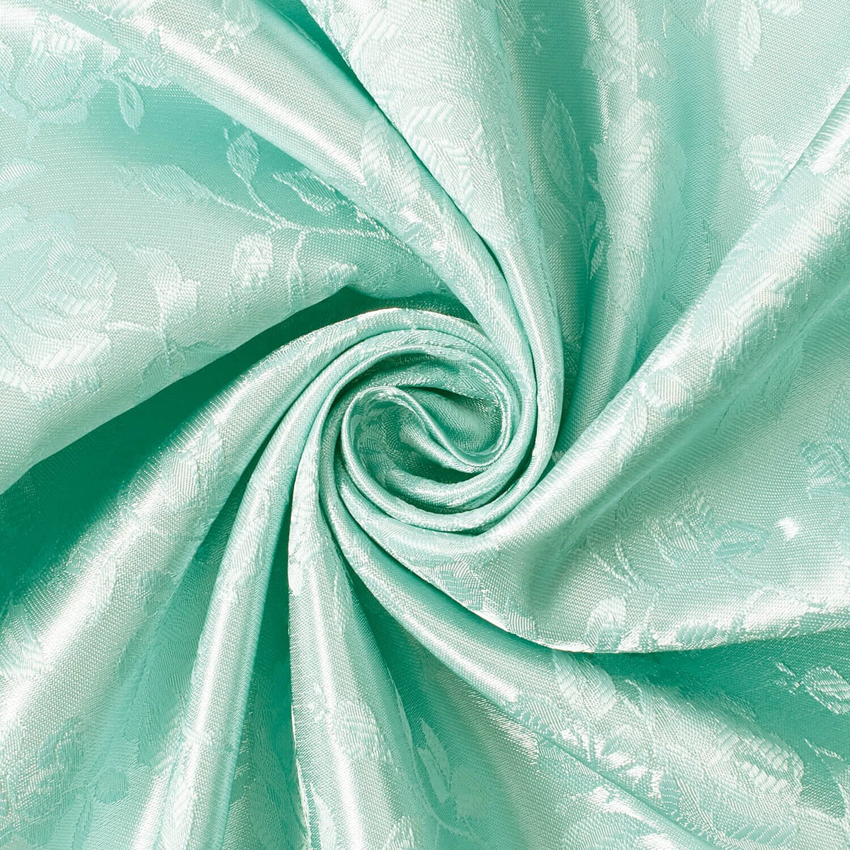 Jacquard Rich Floral Satin—Durable Quality —Aqua Green—58" Wide—100% Polyester Fabric—High-Quality—Sold by The Yard—Nationwide Shipping