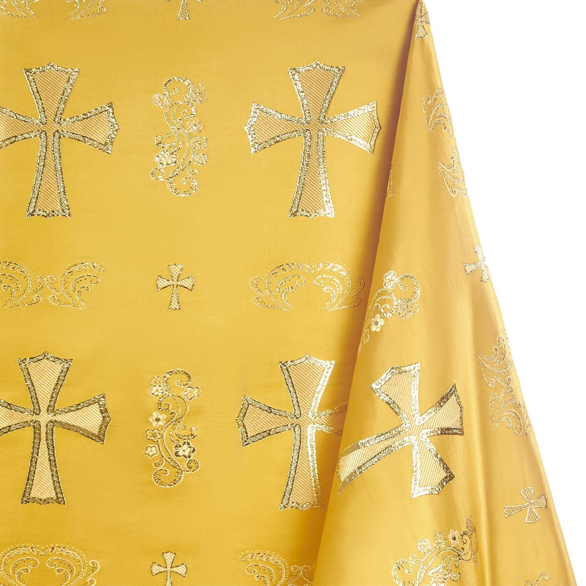 Rich Spiritual—Metallic Brocade Fabric—Durable—Gold-Gold—58" Wide—100% Polyester Fabric—High-Quality—Sold by The Yard— Nationwide Shipping