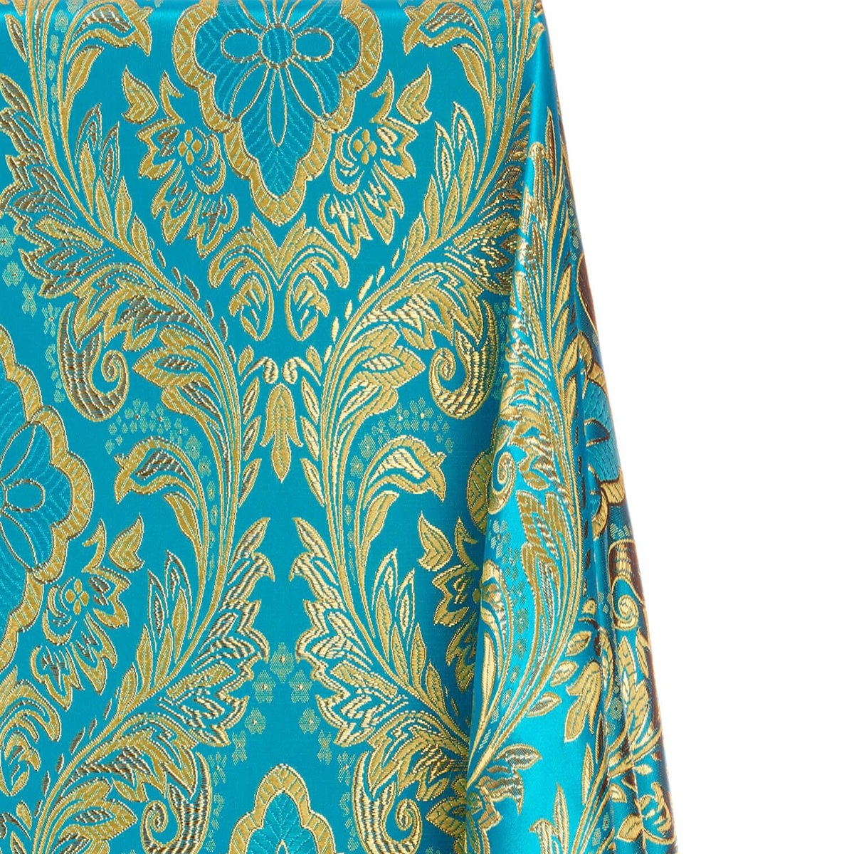 Salisbury—Brocade Metallic Fabric—Turquoise & Gold—58"Inche Wide—Multi-Purpose —Damask —Sold by the Yard