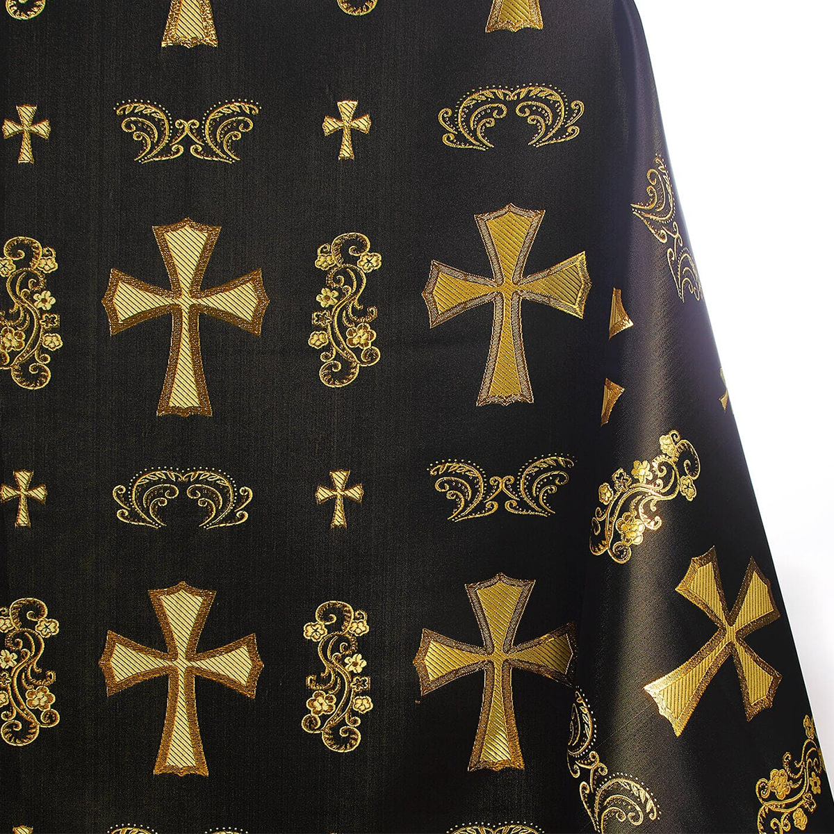 Religious Garments Brocade—Black & Gold—Church Vestment Fabric—58"Inche Wide—Multi-Purpose—Nationwide Shipping