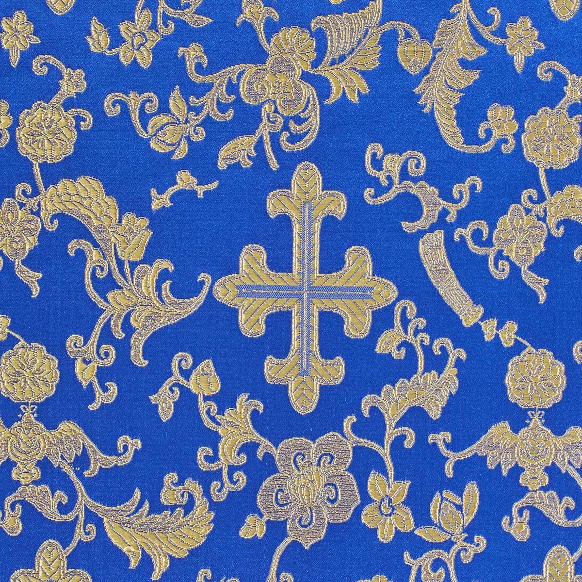 Royal & Blue Gold Church Brocade Material-60 Inches Wide
