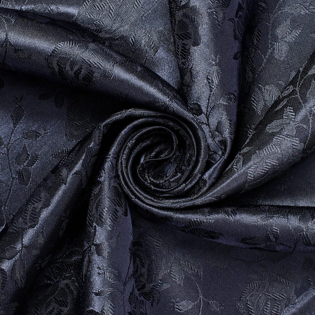 Coby Rose-Jacquard Satin Fabric—Durable —Navy Blue —58" Wide—100% Polyester Fabric—High-Quality—Sold by The Yard —Nationwide Shipping