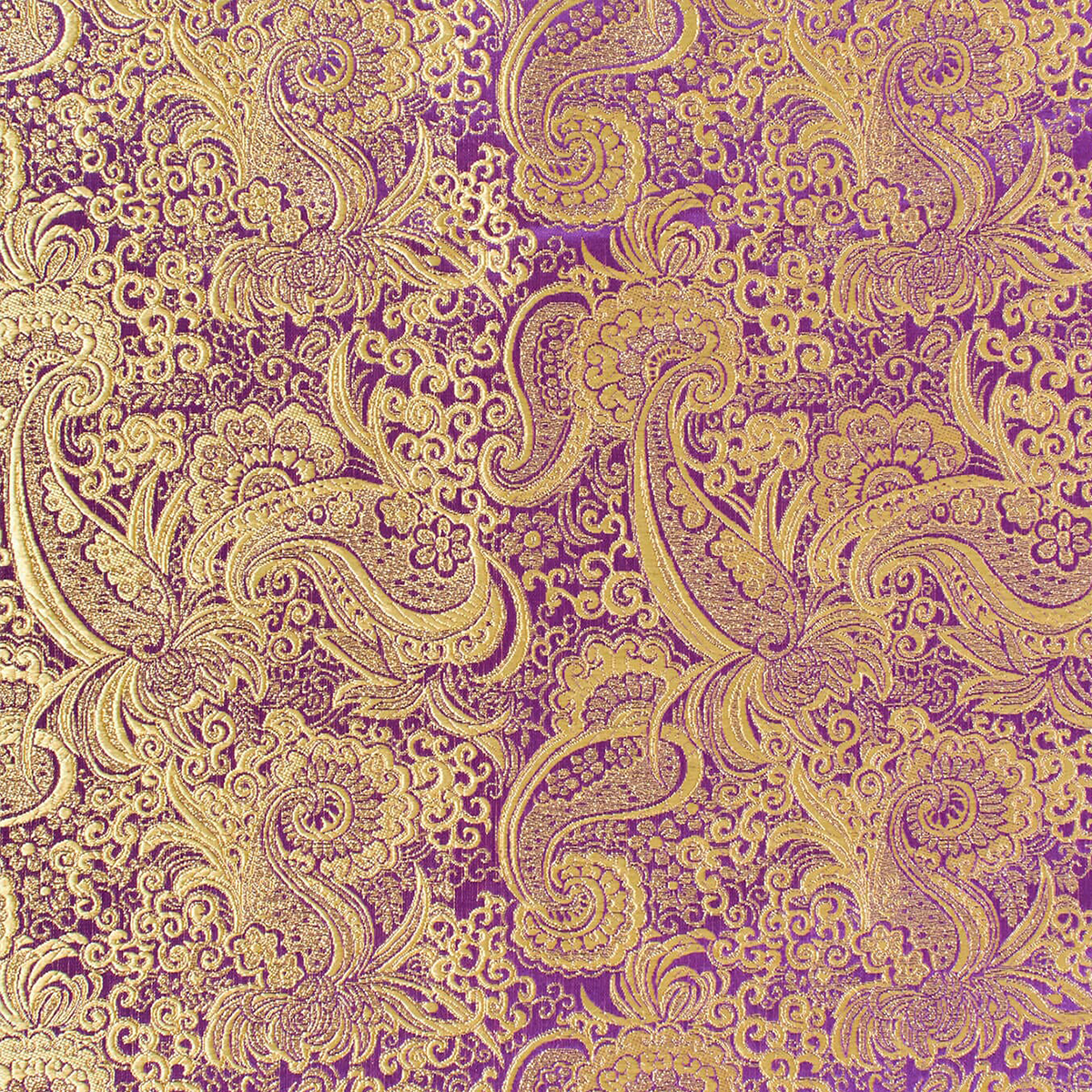 Clarke Paisley Brocade Fabric—Purple and Gold—Polyester Blend—58|60 Inches Wide—Available by the Yard—Nationwide Shipping