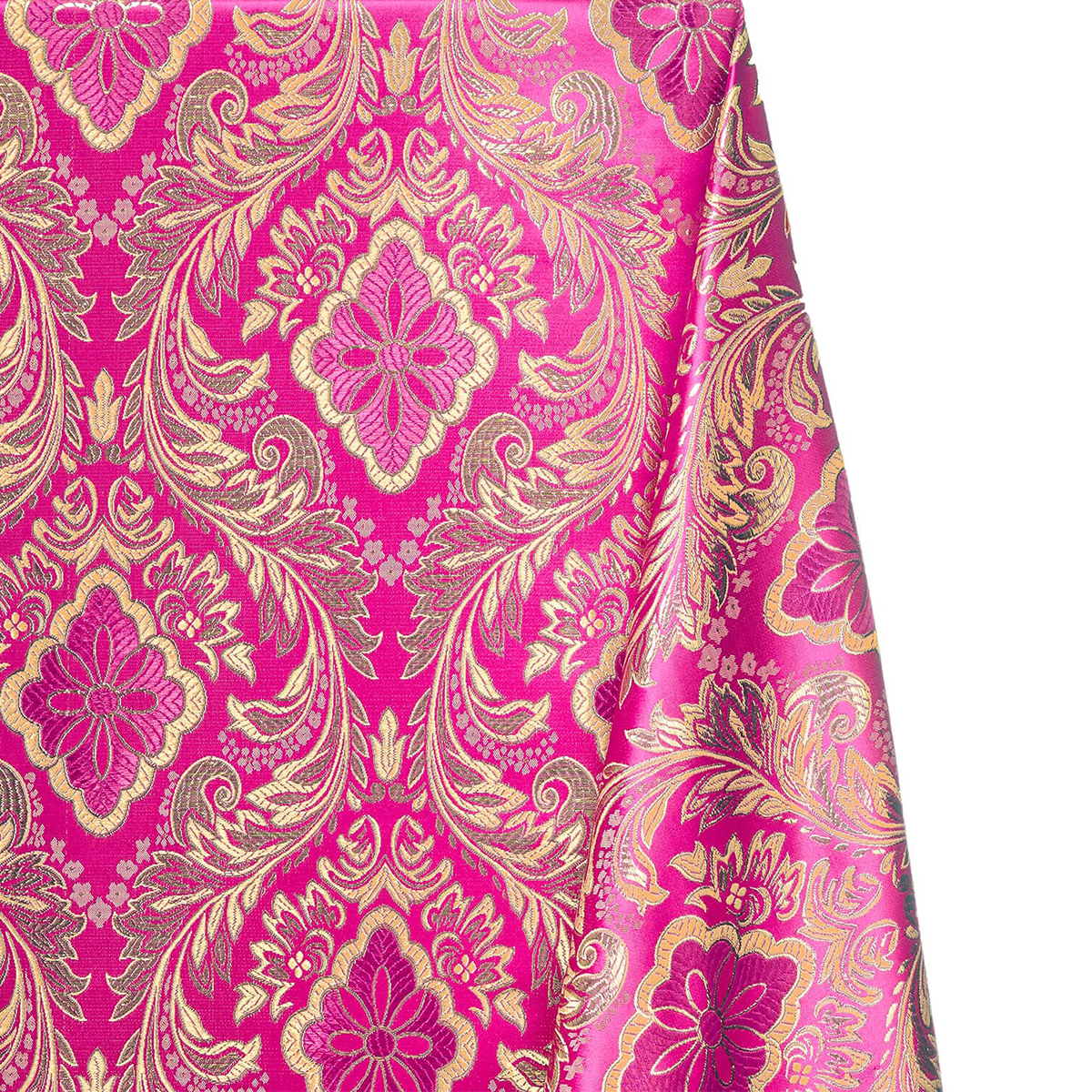 Fuchsia Gold Floral Metallic Brocade Fabric – Elegant Damask