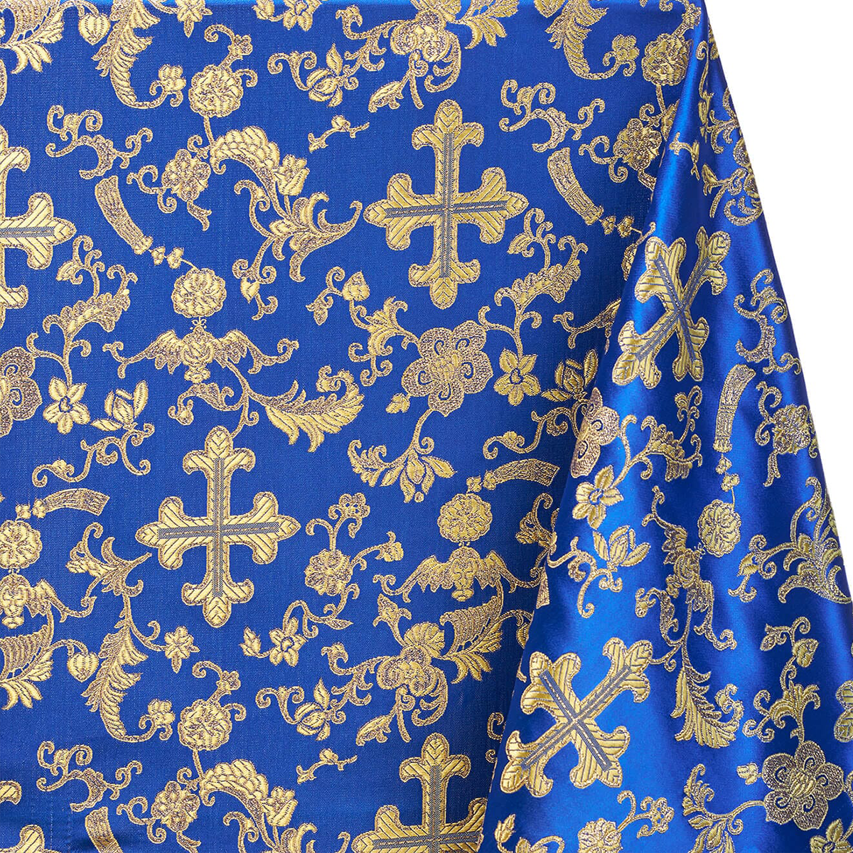 Royal & Blue Gold Church Brocade Material-60 Inches Wide