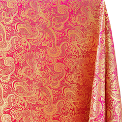 Paisley Fabric—Pink Gold Color—Composition: 35% Polyester, 38% Nylon, 27% Metallic—58" Inches Wide—Available by the Yard.