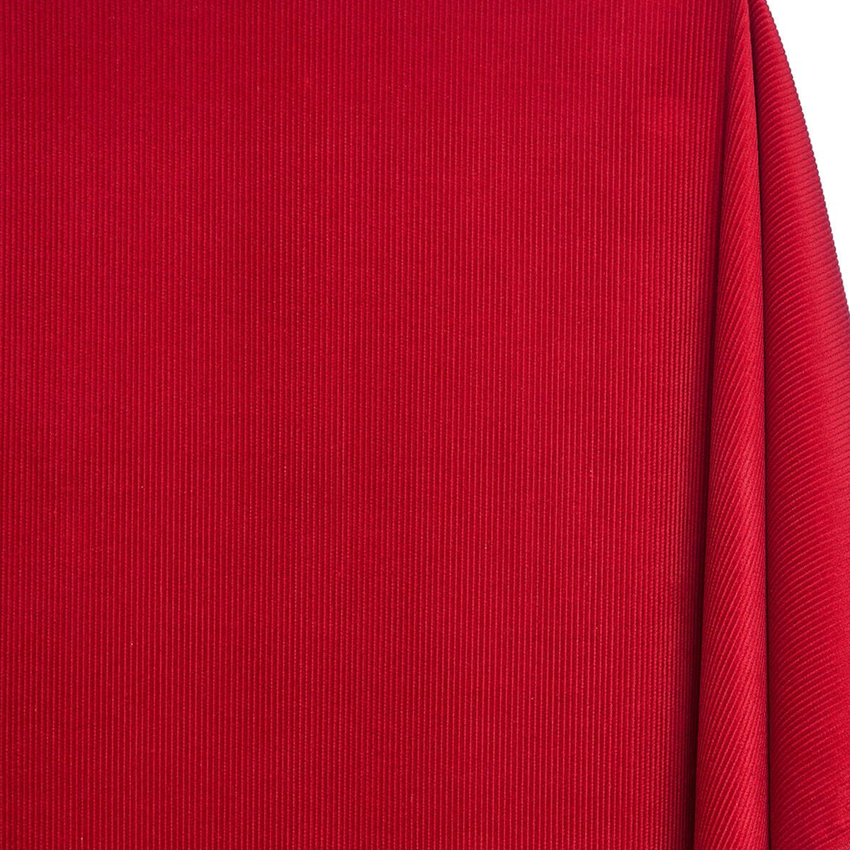 Apparel and décor red corduroy—fabric sold by BeautifulWindowsElgin.com