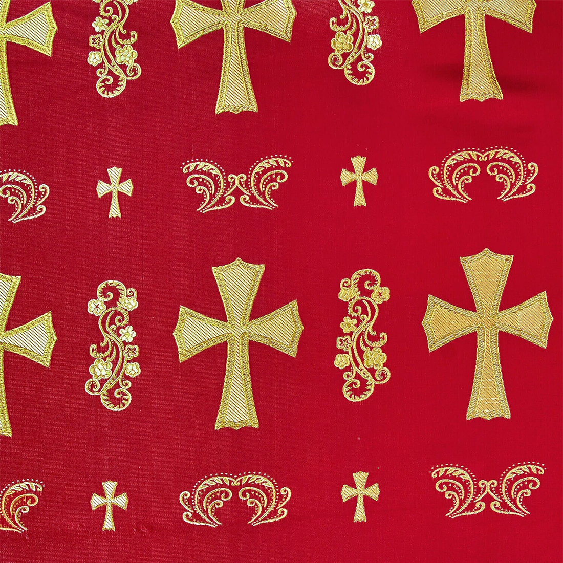 Burgundy & Gold Religious Robe Cross Brocade-Ecclesiastical Fabric