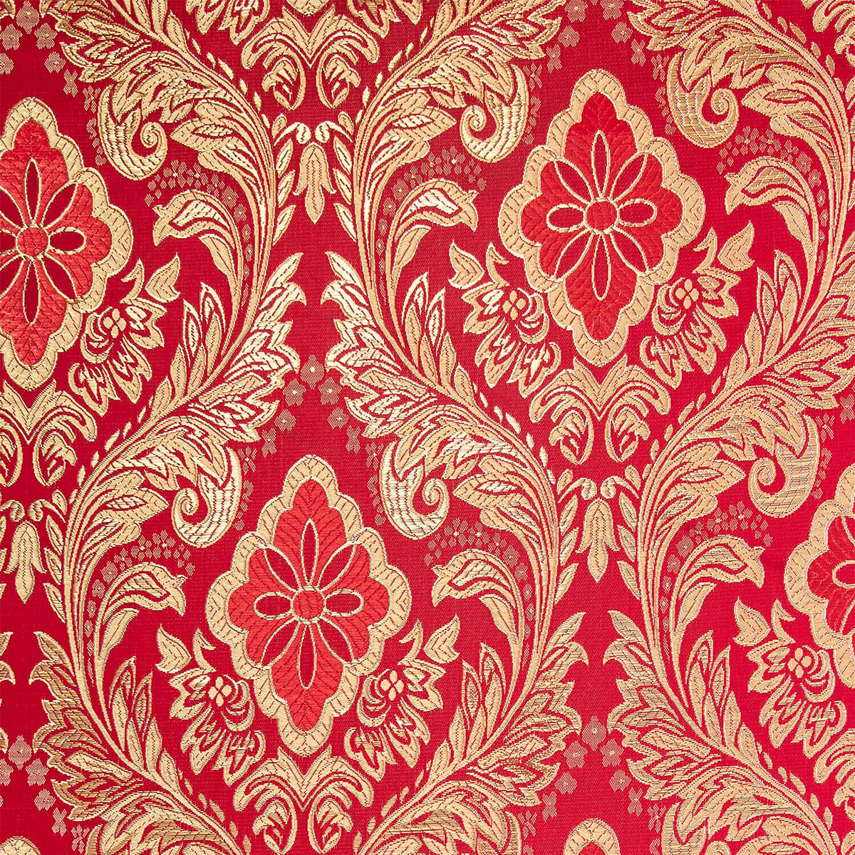 Damask Burgundy Gold Floral Brocade Fabric—Sold by the Yard