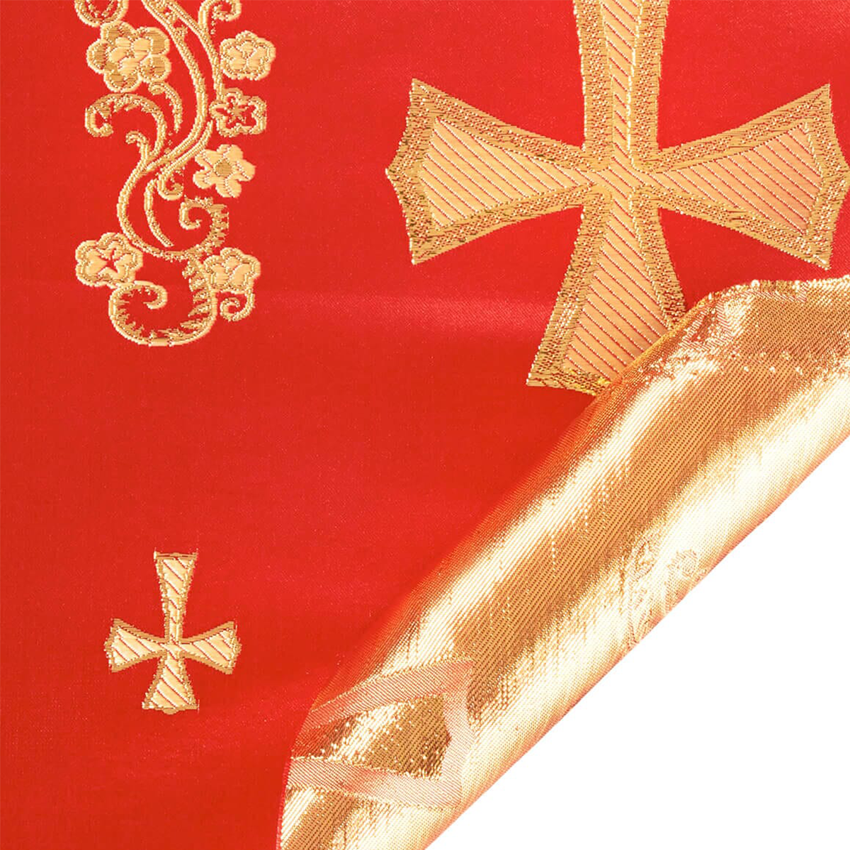 Clerical Robe—Red & Gold—Metallic Brocade Fabric—58" Wide—Multi-Purpose—Sold by the Yard—Nationwide Shipping