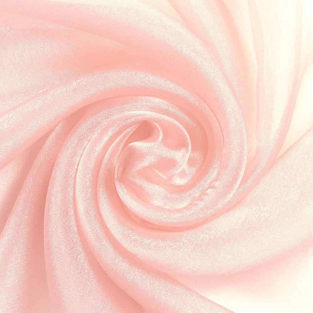 Rose Pink Organza Fabric—Composition: 55% Nylon, 45% Polyester—Wrinkle-Resistant—Width 57/58 Inches Wide—Sold by the Yard — Nationwide Shipping Available.