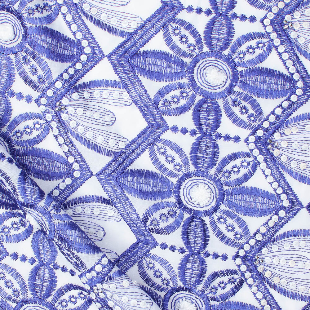 luxury floral eyelet fabric by the yard sold by Beautiful Windows Elgin