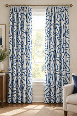 Blue geometric pattern on a white background