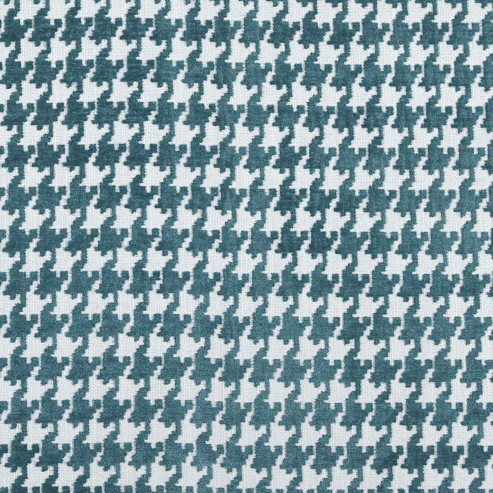 A close-up view of a blue houndstooth fabric pattern| Beautiful Windows Elgin