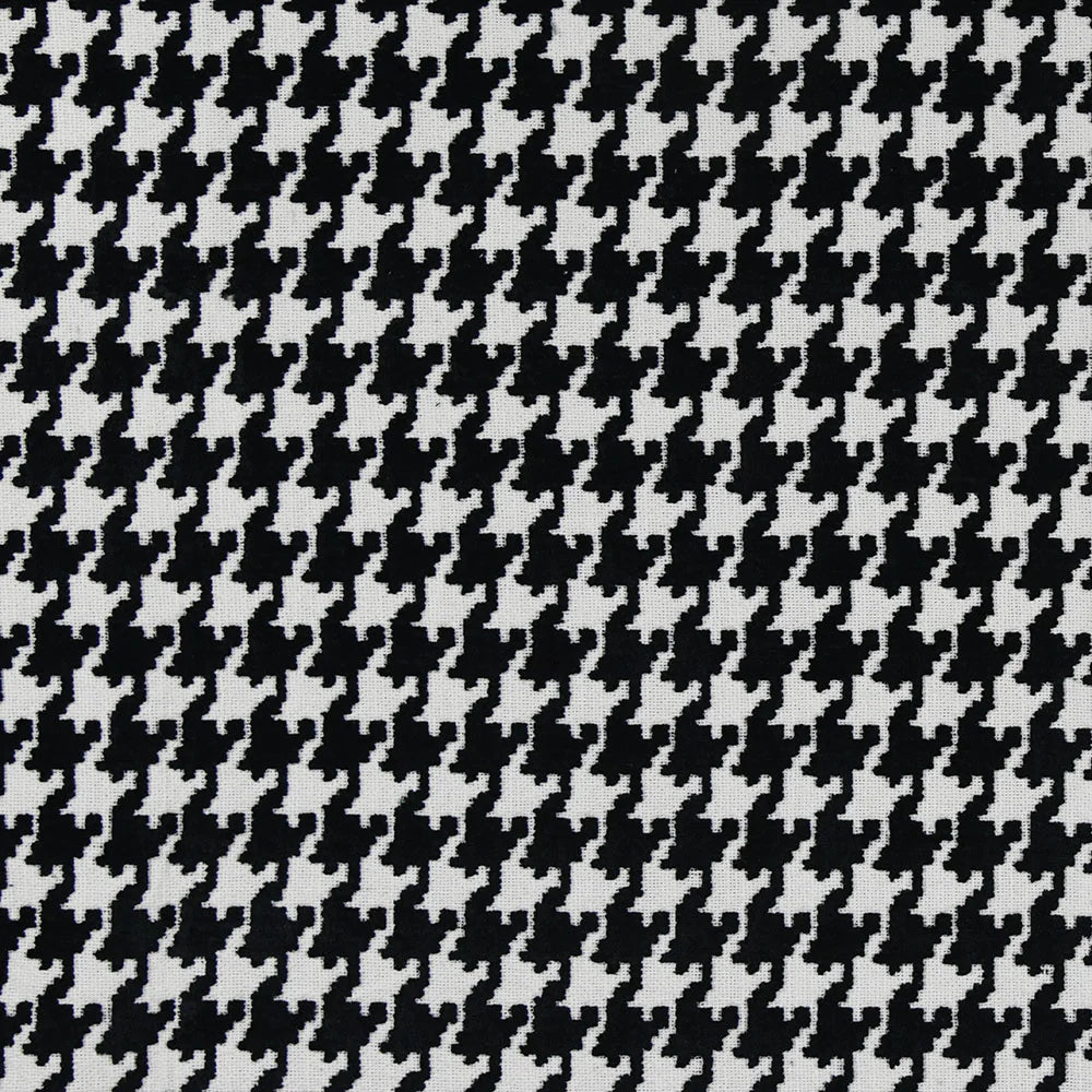 Raza Black-Beige Houndthooth Fabric—High-Quality—100% Polyester —Sold by The Yard—54" Inches Wide