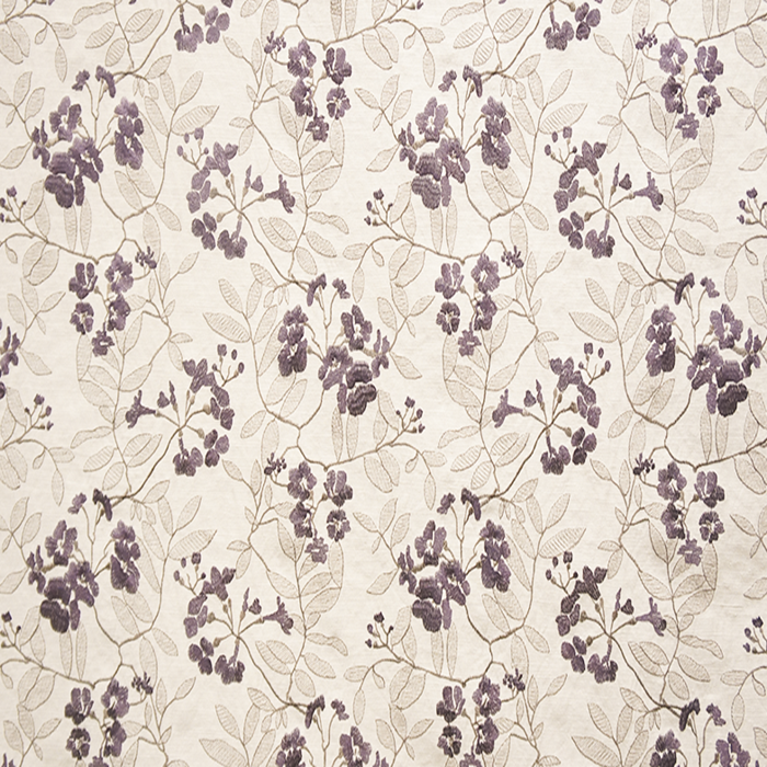 Ariana Embroidery Plum & Biege Drapery Fabric–65% Cotton 45% Polyester–54" Wide,–Woven Jacquard– Sold by the Yard