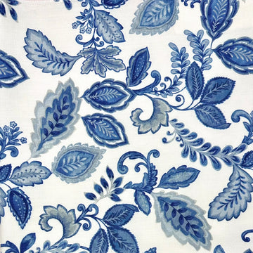 DAHLIA PLAIN BLUE & WHITE DECO DRAPERY FABRIC