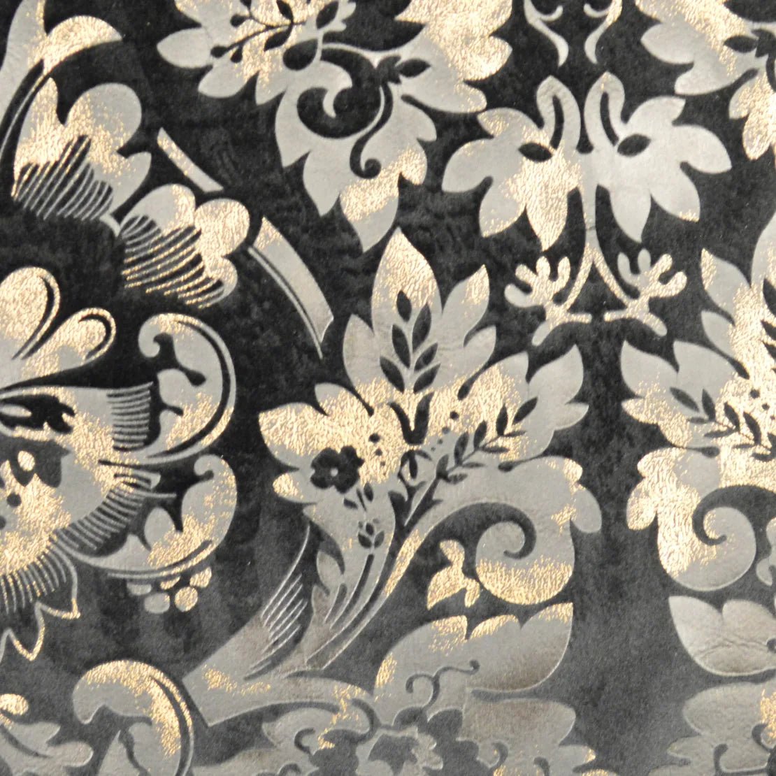 Embellished Damask Black Pinch Pleated Window Curtain Panel