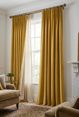 Ready Made Mustard Yellow French Pleat Curtain Panel | Strutt Curtains